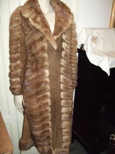 CAPPOTTO PELLICCIA COAT MANTEL FUR PELZ VISONE MINK NERZ BEIGE MIELE PELLE 46/48 - Foto 1 di 12