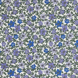 By 1/2 Yard Rose & Hubble Purple Blue Flowers Floral David Textiles Fabric - Picture 1 of 3