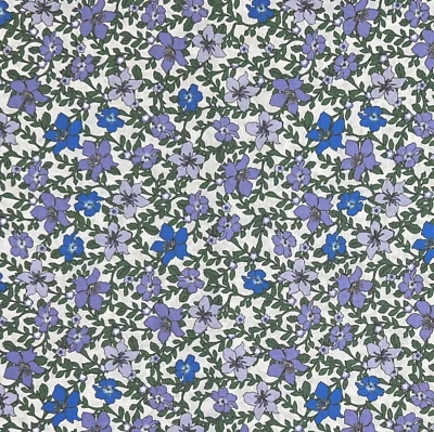 By 1/2 Yard Rose & Hubble Purple Blue Flowers Floral David Textiles Fabric - Image 1 of 3