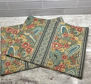 Croscill Luxury Valances Curtain 17”x 88” Remi Pattern Spruce Green Set Of 2 - Picture 1 of 11