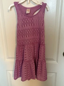 Cat & Jack Girls Neon Pink Eyelet Lace Twirly Swimsuit Cover Up Dress  Size 8(M) - Picture 1 of 2