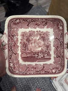 VINTAGE ANTIQUE SERVING PLATE PLATTER MASONS IRONSTONE RED & WHITE TRANSFERWARE - Picture 1 of 4