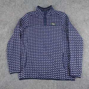 LL Bean Sweater Womens Large Tall Blue White Patterned Fleece Snap Pullover LT - Picture 1 of 13
