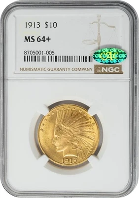 1913 $10 Gold Indian MS64+ NGC ~ CAC 950430-2 - Image 1 of 4