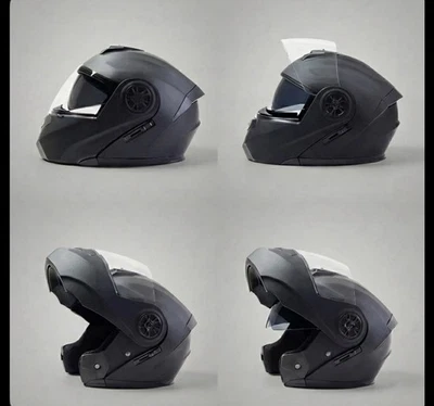 Casco Moto Nero Opaco: Modulare Apribile, Doppia Visiera e Omologazione ECE - Immagine 1 di 4