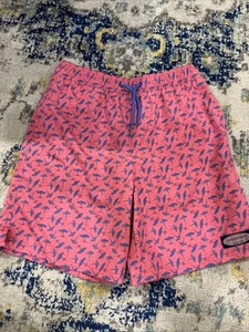 Vineyard Vines Boys Swim Trunks Large Pink With Blue Umbrellas - Picture 1 of 6