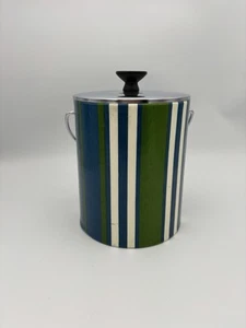 Vintage MCM Retro Eiskübel Grün & Blau Streifen - Bild 1 von 10