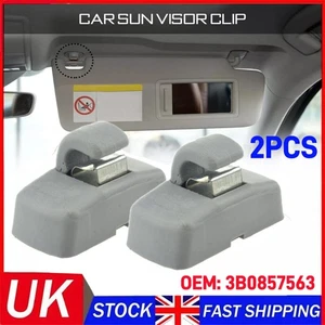 Pair Sun Visor Clip Compatible For VW Transporter Caddy Golf Lupo Polo Durable - Picture 1 of 13