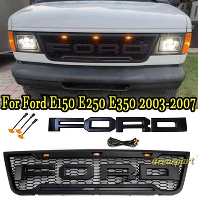 Grill Front Grille Raptor Style For Ford E150 E250 E350 2003-2007 W/Letter & Led - Image 1 of 4