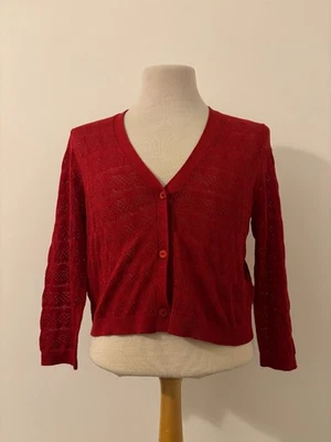 SEASALT CORNWALL Sweet Day Cardigan 14 Red Women Organic Cotton Knitwear Jumper - Image 1 of 4