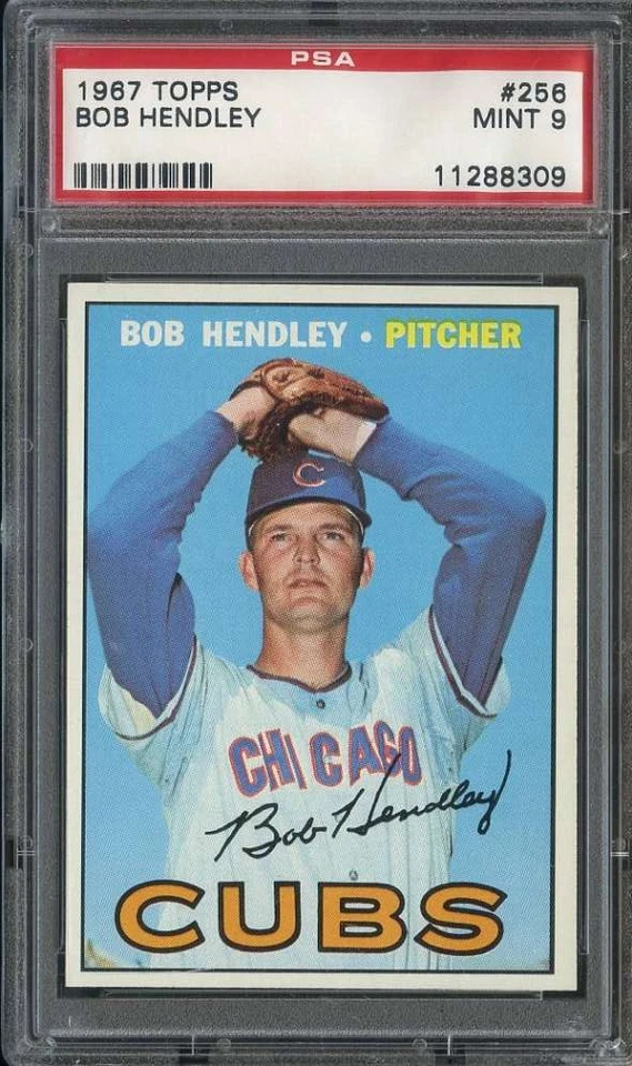 1967 TOPPS #256 BOB HENDLEY PSA 9 CUBS *B67211 - Image 1 of 2