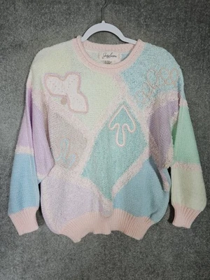 Jaclyn Smith Pastel Beaded Sweater Womens Size Large Vintage Pullover Knit - Image 1 of 4