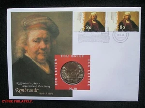 Netherlands “ART ~ PAINTER ~ REMBRANDT VAN RIJN” ECU Letter / Coin Cover 1999 - Picture 1 of 8