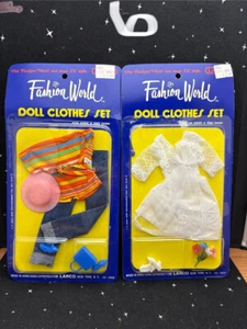 Fashion World Larco Doll Clothes Set In Original Packaging Lot/2 Hong Kong 70's - Picture 1 of 3