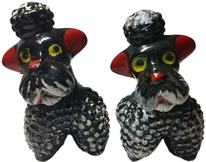 Lote de dos estatuillas de perro vintage de Japón terracota blanco y negro pintadas a mano - Imagen 1 de 7