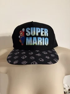 🔥 Cappello Berretto Snapback Regolabile Taglia Giovani Nintendo Super Mario Bros Nero Nuovo - Foto 1 di 2