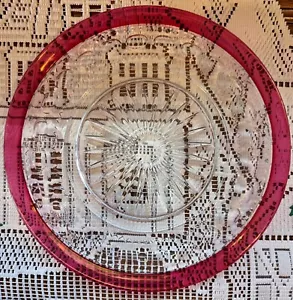 Tiffin Indiana Glass Kings Crown Thumbprint Ruby Red 10” Plates Excellent - Picture 1 of 2