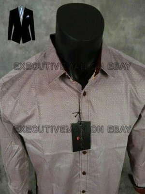 Mens Casual Shirt Burgundy Fashion Patterns Button Up Front House of Lords - Image 1 of 4