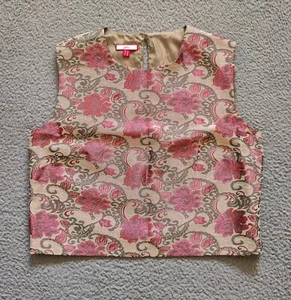Joe Browns Shirt Womens 12 Sleeveless Crop Top Viscose Blend Floral Design - Picture 1 of 8