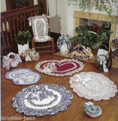 Rag crochet patterns rugs baskets scalloped, see pics - Image 1 of 2