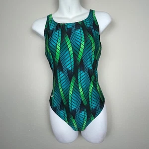 NWT Speedo One Piece Swimsuit Size 38/14 – Blue Teal Crisscross Back Performance - Picture 1 of 7