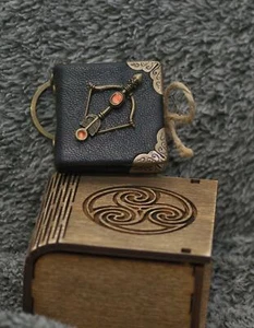 Handmade leather craft paper keychain notebook in wooden box - Picture 1 of 7