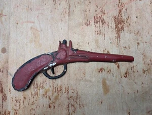 VTG Cast Metal Revolver Decor Red Black Powder Aluminum Steel Primitive - Picture 1 of 6