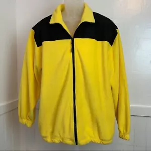 HAGGAR Men's Black & Yellow Fleece Zip Up Jacket Coat Size MED - Picture 1 of 6