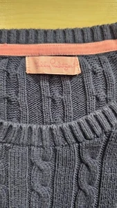 Lilly Pulitzer Girls Small Sweater Cable Knit Crew Neck Cotton Warm Blue - Picture 1 of 10
