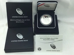2014-P Civil Rights of 1964 $1 Silver Commemorative Proof Silver Dollar-COA&Box - Picture 1 of 5