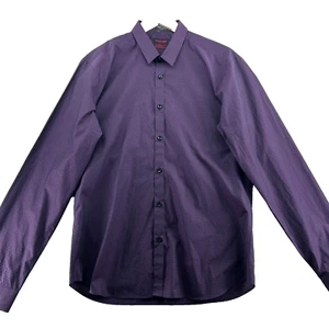 Jared Lang After Hours Men's Size L Solid Purple Floral Flip Cuffs Casual Shirt - Picture 1 of 11