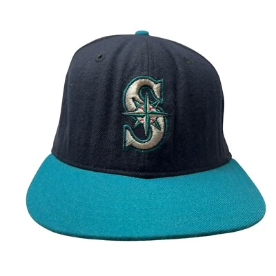 Seattle Mariners New Era 5950 Diamond Collection 7 3/8 Vintage Wool Hat Cap 90's - Image 1 of 4