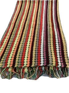Vintage Handarbeit gestreift gehäkelt afghanische Decke bunte Streifen Retro MCM - Bild 1 von 12