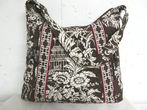 VERA BRADLEY Brown White Pink IMPERIAL TOILE Tote Hobo Shoulder Bag - Picture 1 of 9