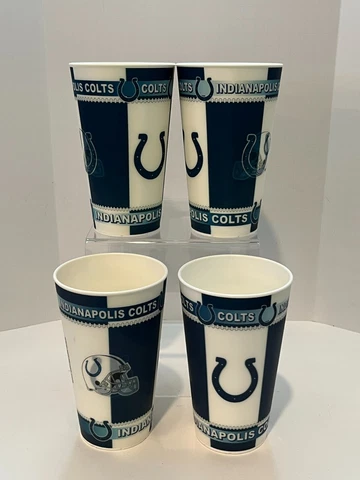 Set of 4 Capital Cups Spirit Cups #3032 Indianapolis Colts Holographic 3-D  16oz Cover