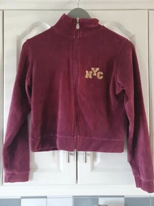 Womens Burgundy Red Velour La Gear Zip Hoodie - size 12 - Picture 1 of 7