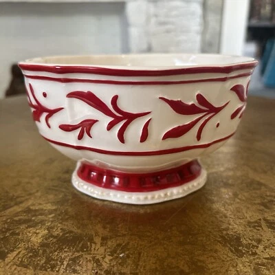 Tazón de porcelana Fitz and Floyd Town & Country rojo blanco sopa cereal desierto Foto 1 de 4