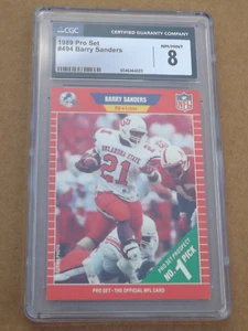 1989 Pro Set Barry Sanders RC #494 Lions NO. 1 PICK  GRADED 8  NM/MINT  CGC - Picture 1 of 3