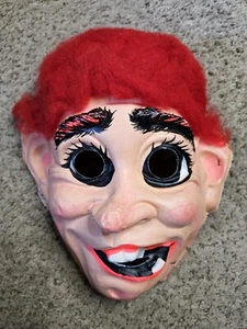 Vintage Goon Mask w/ Red Hair, Creepy Halloween Scary - Cracked/Rough Shape - Picture 1 of 11