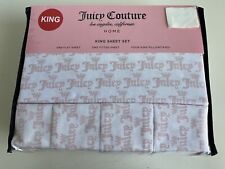 Juicy Couture Pink Logo Sheet Set King Size Bed Sheets 4 Piece Soft NEW
