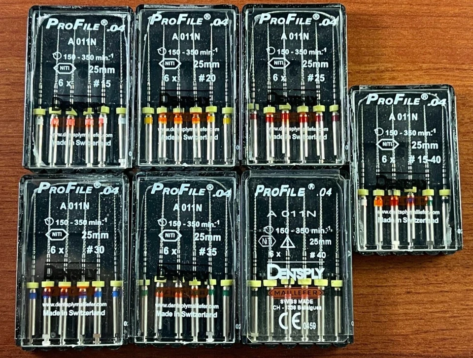 Dentsply Maillefer Dental Profile ISO 25mm .04 Taper rotary files 6/pk all sizes