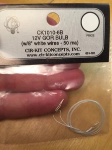 CK1010-6B Dollhouse Miniature 12V GOR Bulb w/8" White Wires (50 ma)  - Picture 1 of 4