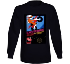 Excitebike Nes Box Art Retro Video Game Long Sleeve T Shirt