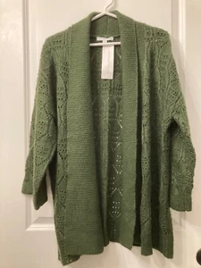 Women’s Notations Size 1X Lightweight Cardigan NWT Olive Green - Picture 1 of 12