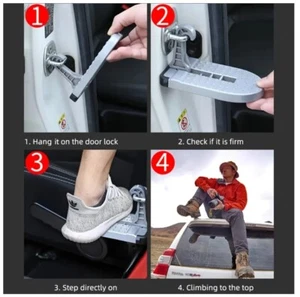 Faltbarer Aluminium-Autotür-Tritt mit Sicherheitshammer, Dachtritt Voll Alu - Bild 1 von 4