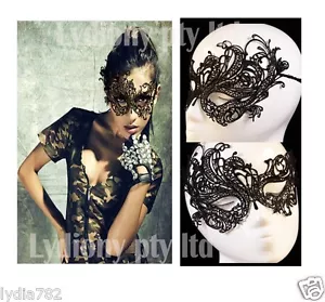 Sexy Black Lace Eye Mask Party Dress Night Club Masquerade Fancy Dress Ball - Foto 1 di 2