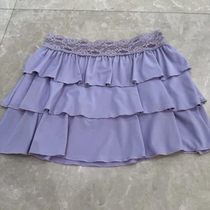 Lipstick Vintage Y2K Small Purple Lace & Ruffle Short Mini Skirt Elastic Waist - Picture 1 of 5