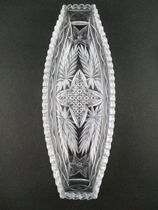 ABP 12" 'CANOE' shape CELERY Tray, Dish, Boat - antique Brilliant Cut Glass - Picture 1 of 12
