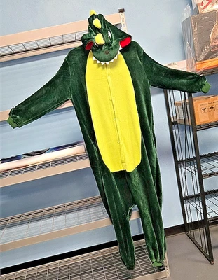Fantasia Cosplay Halloween Dinossauro Lilly Prata GODZILLA Unionsuit Extra Grande com Pés - Imagem 1 de 4