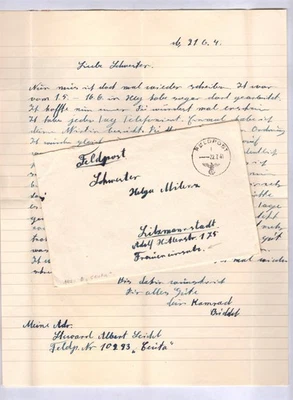 FP-Brief 22.7.41 von FPN 10293 an Schwester (Fraueneinsatz) in Litzmannstadt _33 - Bild 1 von 3